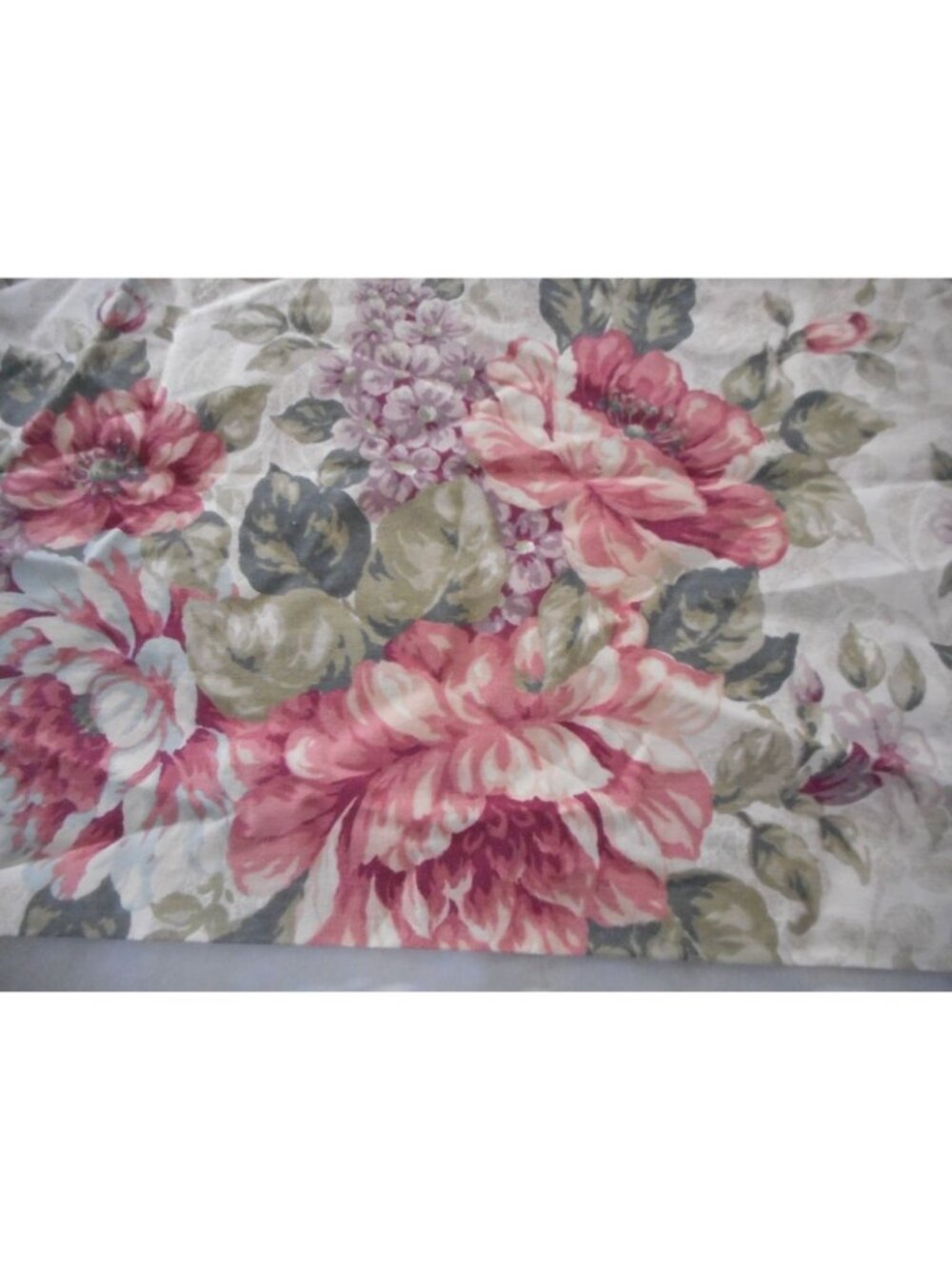 Vintage Dan River beige green dark pink Floral Standard Pillowcase - Picture 3 of 5